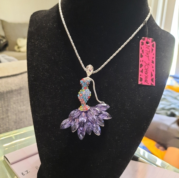 NWT Betsey Johnson Multicolor Crystal Dancer Necklace/Brooch - Picture 6 of 8